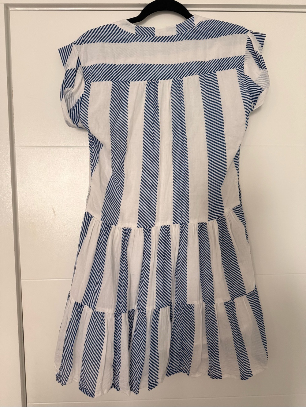 Oliphant Blue and White Roll Sleeve Dress - Picture 8 of 8